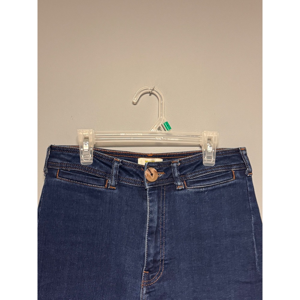 Maeve Anthropologie High Rise Wide Leg Jeans Dark Wash Raw Hem Size 29 - Picture 9 of 9